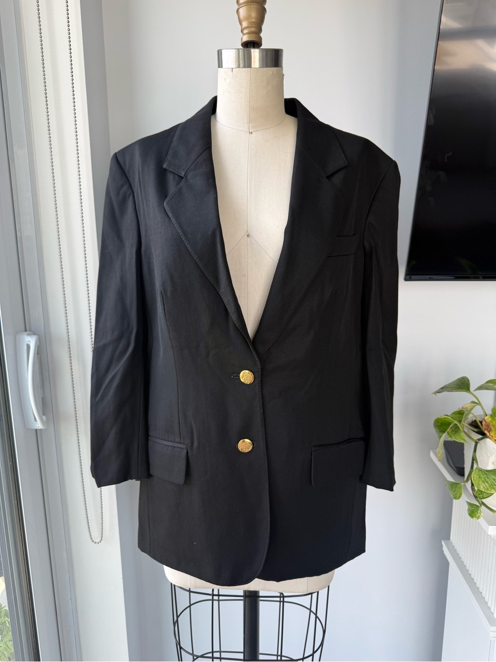 Aquascutum vintage Black Blazer with Gold Buttons